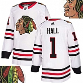 Blackhawks #1 Hall White With Special Glittery Logo Adidas Jersey,baseball caps,new era cap wholesale,wholesale hats